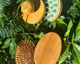 Bamboo Scalp Brush & Massager Set