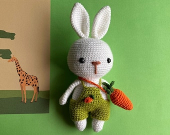 Coelho de crochê, coelho de pelúcia orgânico, brinquedo de bebê feito à mão