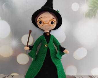 Minerva McGonagall Crochet Doll, HP Fan Gift, Wizard Decor