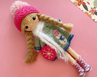 Crochet Doll for Sale, Amigurumi Doll for Sale, Crochet Amigurumi Doll, Snowflake, Stuffed Doll, Cuddle Doll, Amigurumi Girl, Plush Toys