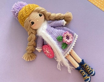 Amigurumi Snowflake Crochet Doll, Knitted Stuffed Doll For Sale, Crochet Princess, Crochet Snowflake Girl, Amigurumi Doll For Sale, Princess