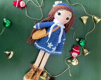 Crochet Girl Doll, Amigurumi Princess Toy, Washable Soft Toy