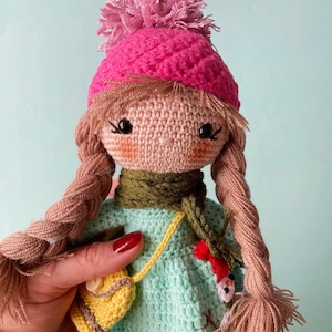 Gehaakte sneeuwvlokpop, handgemaakt amigurumimeisje, biologisch garen