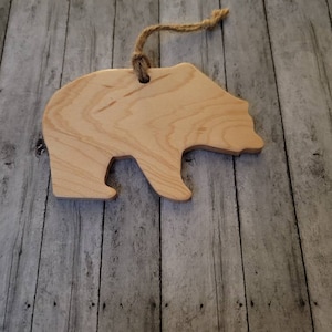 Wooden Grizzly Bear Ornament, stocking stuffer, gift, home decor