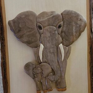 Wooden Intarsia Elephant