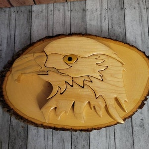 Wood Intarsia Eagle, wall hanging, wall decor