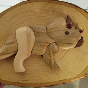 Wooden Intarsia Triceratops
