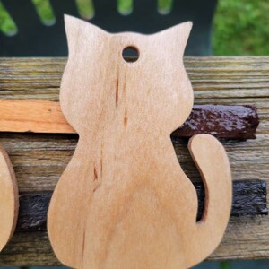 Wooden Cat Christmas Ornament, Christmas Gift, Stocking Stuffer