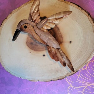Colibri intarsia en bois, amoureux des oiseaux, fait main, souvenir