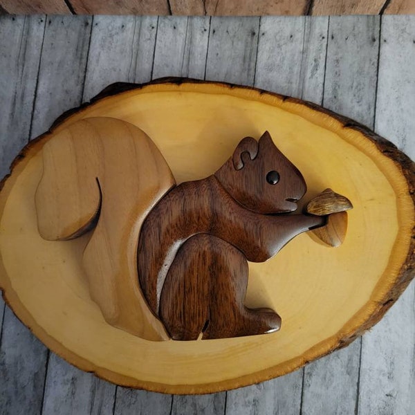 Wood Intarsia Squirrel