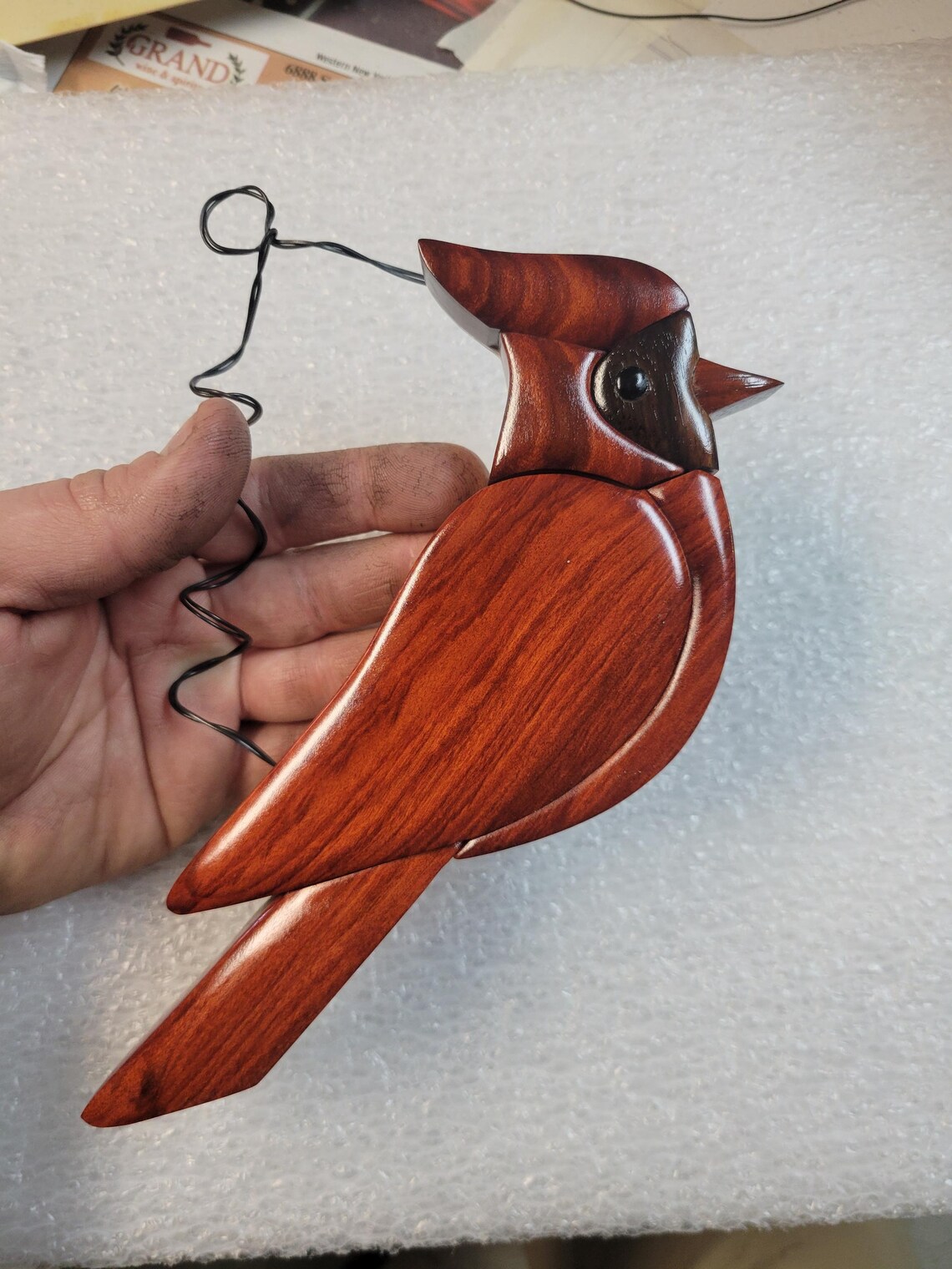 Handmade Intarsia Wooden Cardinal Wall Hanging: Redheart Wood Decor ...