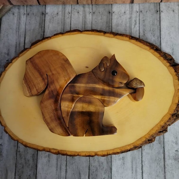 Wood Intarsia Squirrel