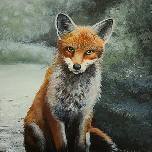 Red Fox | Original Acrylic Painting on 9x12 Canvas, Art Hand-painted Living Room Wall Home Decor Painting Artwork, Gift, Fox Lovers, Wild