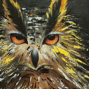 Abstract Owl | Original Acrylic Painting on 11x14 Canvas, Art Hand-painted Living Room Wall Home Decor Painting Textured Artwork, Bird Art