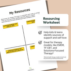 Strengths and Resources Worksheet for Kids Teens EMDR Resourcing