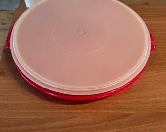Bandeja de servir Tupperware vintage dividida en color rojo.