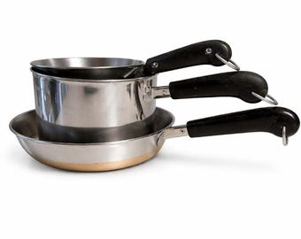 CLEAN Revere Ware 1801 Copper Bottom Set (3pcs)