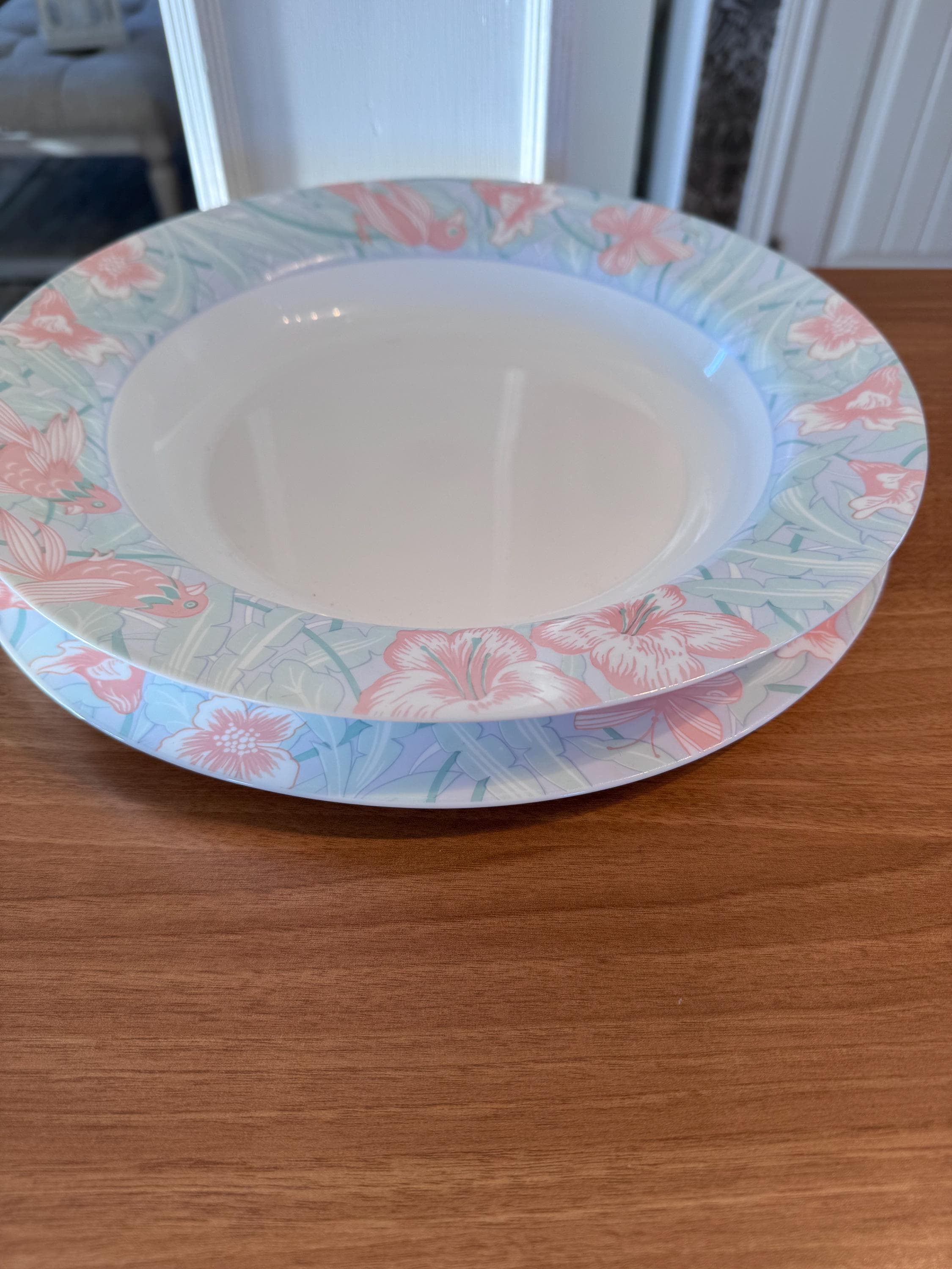 Lot D'assiettes Arcopal - Décor Géométrique Et Fruits - Porcelaine - Occasion