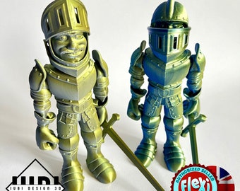 Flexi Factory Knight in Armour | Articulating Knight Fidget Toy | 3D Printed Freestanding Desk Buddy
