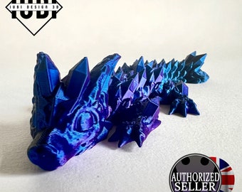 Cinderwing3D Baby Crystal Wolf Dragon | Articulating Dragon Fidget Toy | 3D Printed Desk Buddy Multicoloured