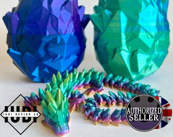 Mystery Gemstone Dragon Surprise Egg: 3D Printed Fidget Toy | Cinderwing3D | Articulating Desk Buddy