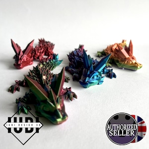 Maestoso drago di cristallo - Giocattolo artigianale / articolato / Splendida decorazione da scrivania / Regalo per gli amanti dei draghi / Stampato in 3D / Venditore nel Regno Unito