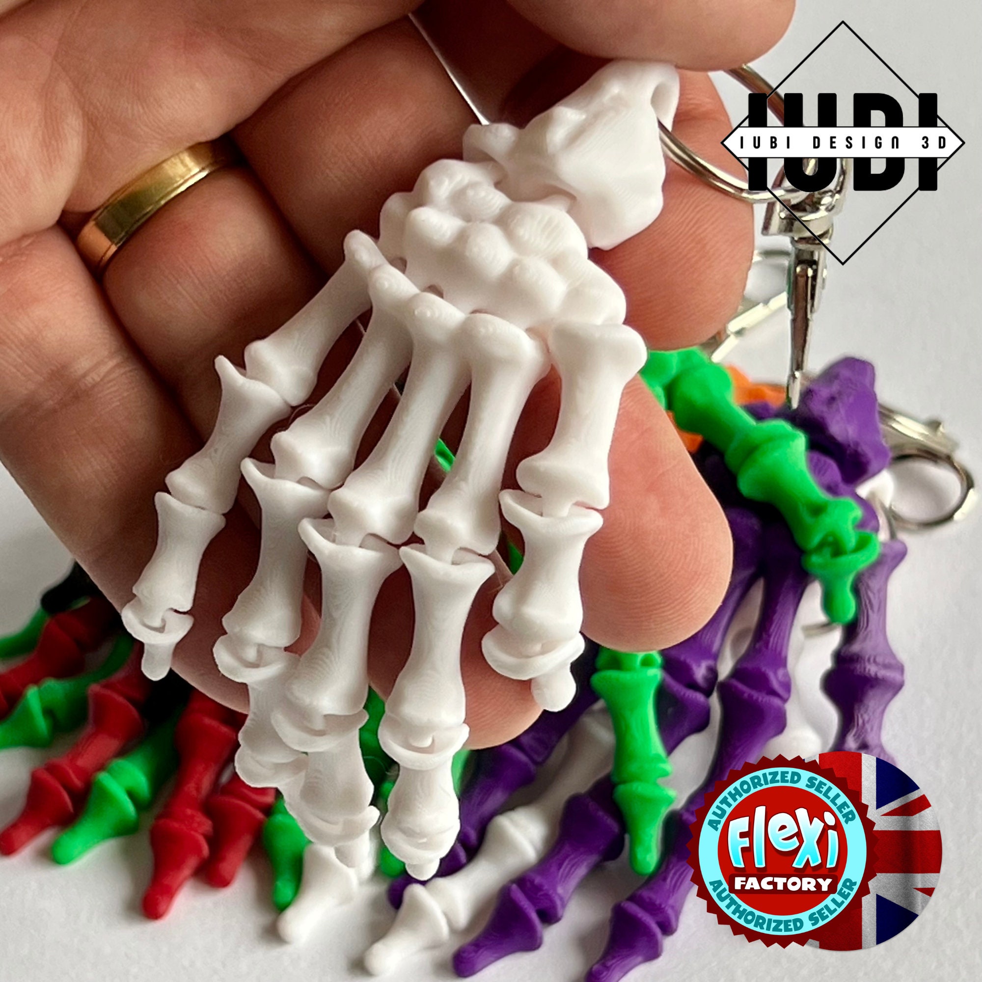 Realistic Articulating Skeleton Hand Keychain - Spooktacular