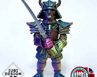 Flexi Factory Samurai Warrior | Articulating Samurai Fidget Toy | 3D Printed Freestanding Desk Buddy