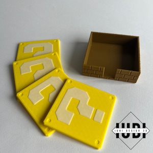 Super Mario Bros. Question Mark Block Coasters | Fun Game Room Accessories | Stylish Video Game Coasters