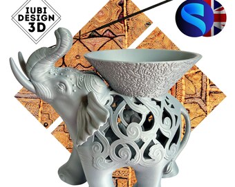 3D Printed Elephant Incense Holder | Playful Design with Hidden Baby Elephant | Home Decor