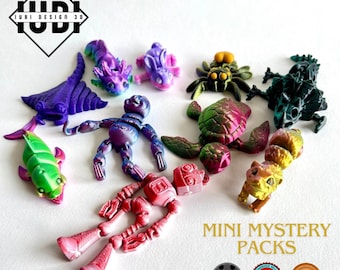 Micro Animals Mini Mystery Packs | 3D Printed Fidgets | Pockets Buddies - Multicoloured Gift Set