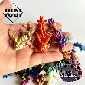 Cinderwing3D Mystery Wyvern & Tadlings Pack of 3 | Articulating Fidget Toys | Pocket Pals - Multicoloured