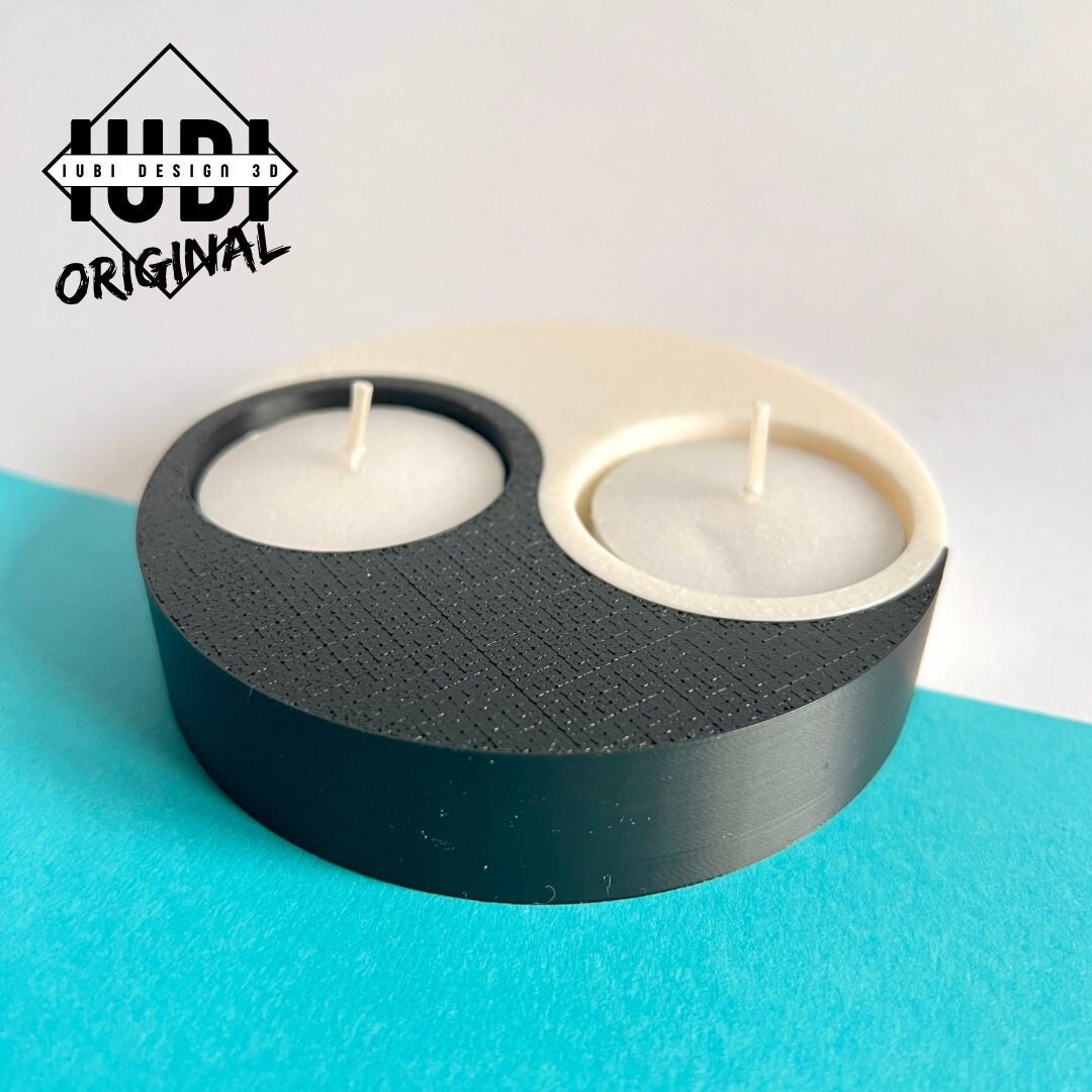 Compact Yin and Yang Tealight Holder Modern 3D Printed Home Decor With