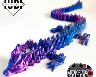 Cinderwing3D: Crystal Wolf Dragon | Articulated Dragon Fidget Toy | 3D Printed Desk Buddy - Multicoloured