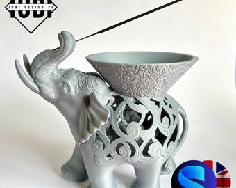 3D Printed Elephant Incense Holder | Playful Design with Hidden Baby Elephant | Home Decor