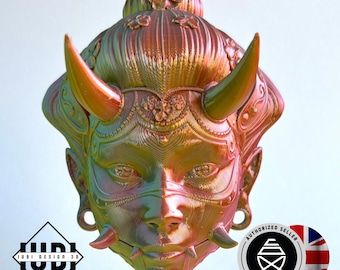 3D Printed Hannya Namanari Mask Wall Art | Japanese Demon Art