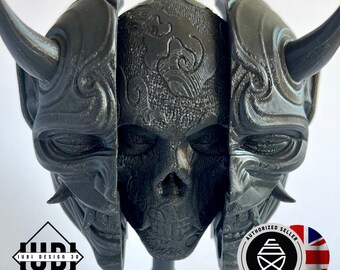 3D Printed Behind Oni Mask Wall Art | Japanese Folklore