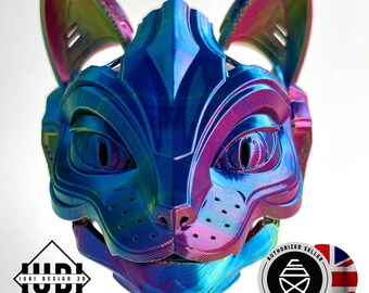 3D Printed Cat Bot Mask Wall Art | Cyberpunk Home Decor