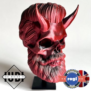 Hipster Bearded Skull | Devil Horns | 3D Printed Home Decor - Halloween