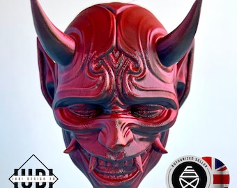 3D Printed Oni Mask Wall Art | Japanese Demon Decor