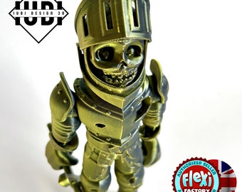 Flexi Factory Skeleton Knight in Armour | Articulating Skeleton Fidget Toy | 3D Printed Freestanding Desk Buddy