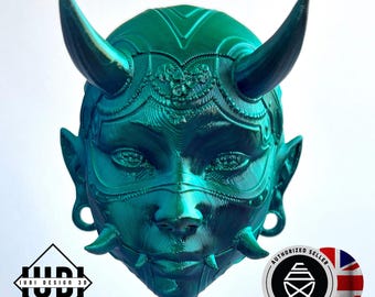 3D Printed Hannya Chunari Mask Wall Art | Japanese Demon Art