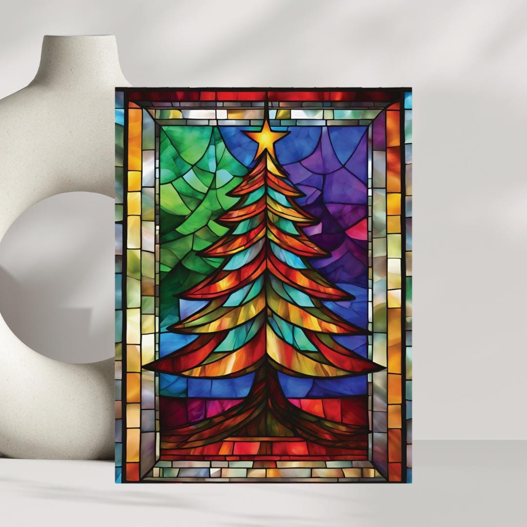 Stained Glass Christmas Tree Art Print: Festive Holiday Decor - Etsy
