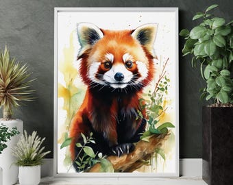 Red Panda Art Print: Whimsical Animal Wall Decor