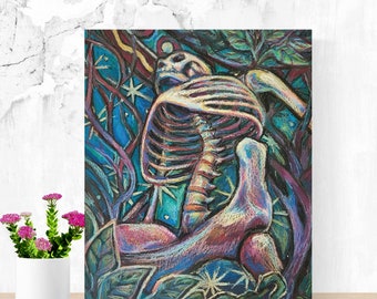 Gothic Skeleton Art Print: Eerie Halloween Decor
