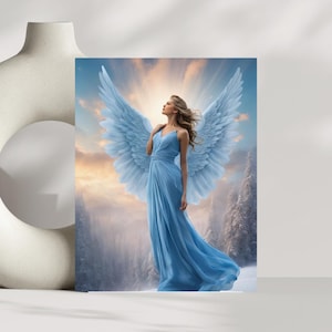 Angel Art Print, Religious Matte Vertical Poster for Home Decor, Heavenly Guardian Angel Print, Spiritual Religious Gift, Catholic Wall Art,