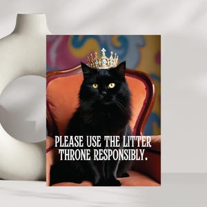 Funny Bathroom Cat Art Print: Whimsical Kitty Humor, Gift for Cat Lovers