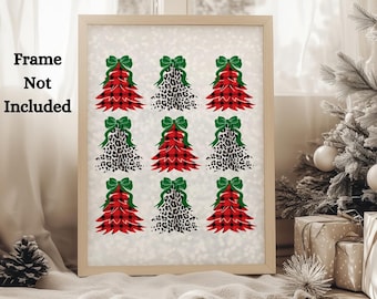 Coquette Christmas Tree Print: Festive Holiday Wall Art