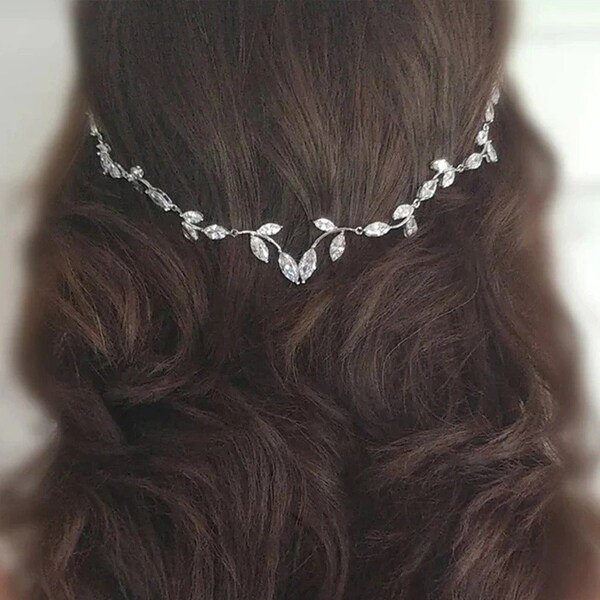 Bridal Hair Jewelry Flower Leaf Comb Fashion Zirconia Crystal Hairpins Gold Color Headpieces Headdress Women Wedding Accessories