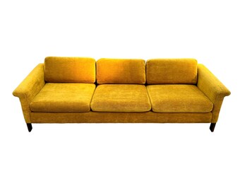 Vintage MCM Wood Framed Yellow Upholstered Sofa 1960’s